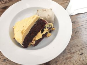 Carrot cake and butterscotch ice cream at The Globe in Glossop