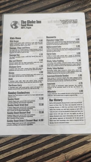 Menu page 1 at The Globe in Glossop