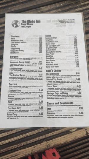 Menu page 2 at The Globe in Glossop