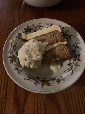 Butterscotch cake with vanilla ice cream   at The Globe in Glossop