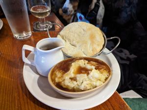 'Chicken' and mushroom pie with mash and gravy at The Globe in Glossop