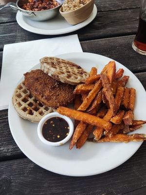 Chicken and waffles at The Globe in Glossop