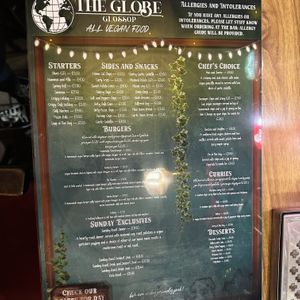 December 2024 menu  #Veganuary at The Globe in Glossop