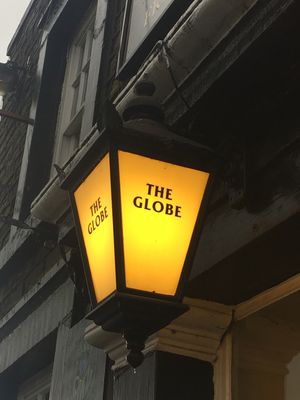 Welcoming light over entrance at The Globe in Glossop
