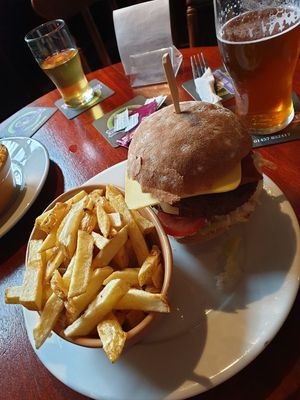 The Globes homemade vegan cheese and bacon burger at The Globe in Glossop