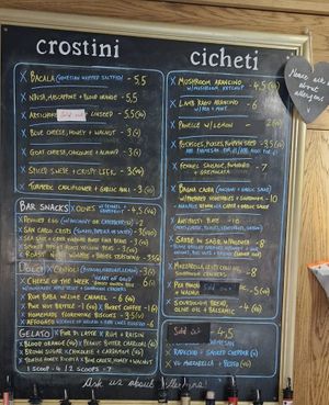 Menu at Bacareto in Cardiff