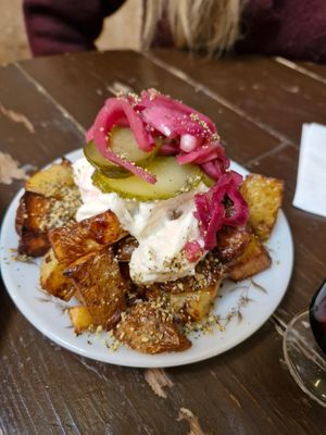 Potatoes, pickles and aioli at Bacareto in Cardiff