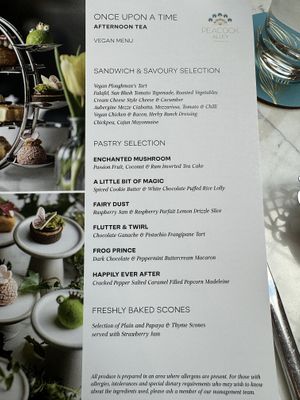 The vegan menu  at Peacock Alley in Edinburgh