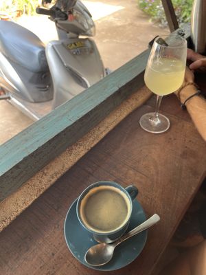 Americano and kombucha   at The Mill in Palolem