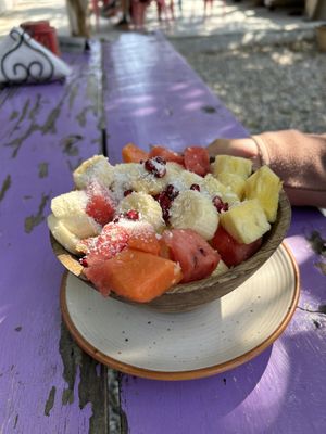 Fruit bowl!  at Secret Garden Cafe in Rishikesh
