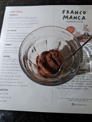 vegan ice cream at Franco Manca - South Kensington in South West London