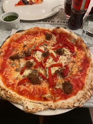 Vegan special of the day with added mushrooms at Franco Manca - Waterloo in South East London