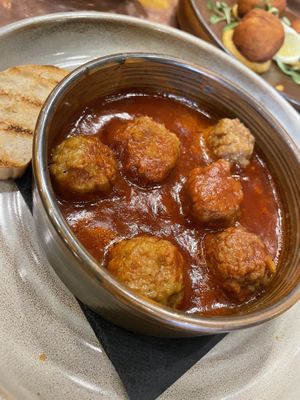 Vegan meatballs   at Olive Tree Brasserie in Stockton Heath