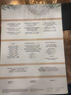 Dessert menu   at Olive Tree Brasserie in Stockton Heath