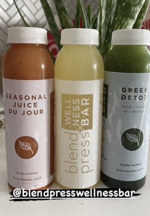 Fresh juices   at Blend & Press Wellness Bar in Savannah