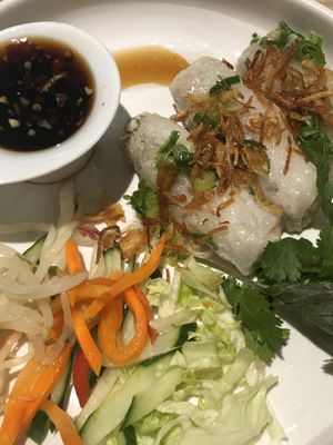 Vegan Vietnamese spring rolls  at Brasserie Saigon in Paris