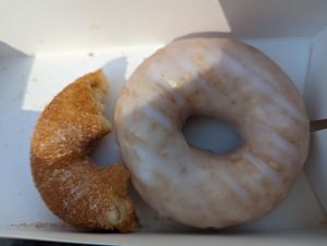 two vegan donuts at Happy Dough in Brisbane