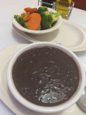 Black bean soup and steamed veggies   at MIA - Ku-Va Restaurant & Bar - TD in Miami