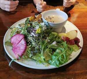 Sri Lanka style soup with veg, fruit and mushrooms at Cafe Dream  in Nagoya