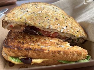 Hommus toastie   at Dancing Waters Cafe in Springbrook