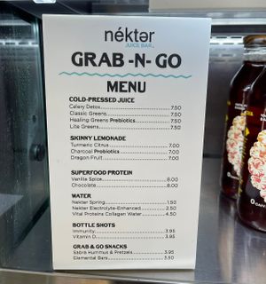 menu   at Nekter Juice Bar in San Diego
