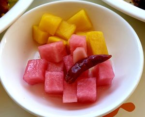 pickled stuff on side... still in korea at Camouflage in Seoul