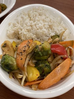 It says tofu & mushroom stir fried but it is served differently from the photo. Better to change name as stir fried mixed vegetable with rice.   at Camouflage in Seoul