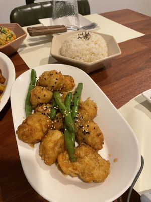 Teriyaki chicken and white rice   at Camouflage in Seoul