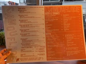 Menu  at Camouflage in Seoul