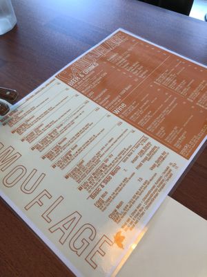 Menu at Camouflage in Seoul