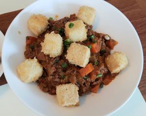 Tofu Crumble Bowl - very spicy!!! at Camouflage in Seoul