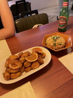 Orange chicken and fried rice  at Camouflage in Seoul