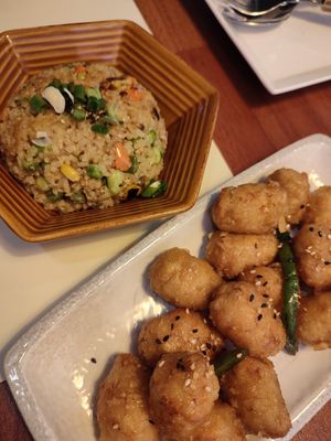 Chicken teriyaki with fried rice #Veganuary at Camouflage in Seoul