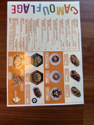 Menu  at Camouflage in Seoul