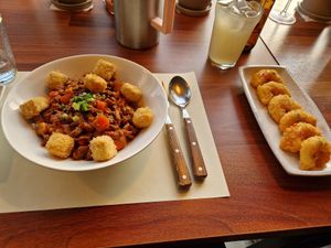 Tofu bowl with vegan 'shrimp' at Camouflage in Seoul