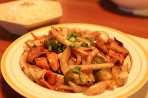 tofu and mushroom stir fry at Camouflage in Seoul