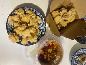I had a craving for fried chicken which is unusual so had to order from Camouflage. Asked them to pack sauce separately  at Camouflage in Seoul