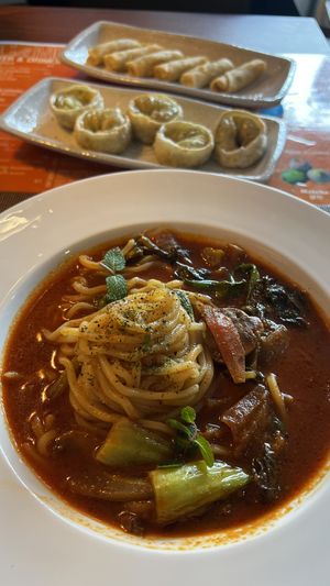 Spicy tomato noodle soupp  at Camouflage in Seoul