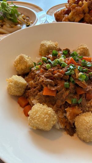 Tofu Crumble Bowl (with crispy tofu and spicy bean meat) at Camouflage in Seoul