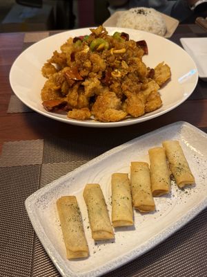 Kkungpao Chicken & spring roll.  at Camouflage in Seoul