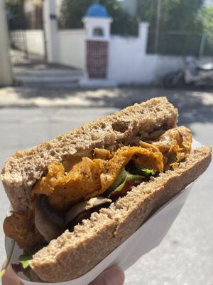 Incredible Vegan Salami Sandwich  at Chubbies in Ioannina