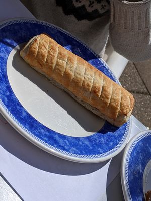 Vegan sausage roll at The Station Coffee Shop in Aberfoyle
