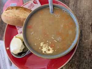 Soup portions are larger now, vegan butter available. at The Station Coffee Shop in Aberfoyle