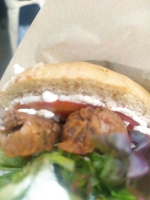 Panino with vegan home made sausage at La Zappa e Il Mestolo in Bologna