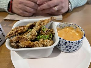Tempura Mushrooms  at Ushi's Coffee Corner in Glasgow