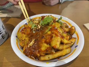 Chips n Dhal  at Ushi's Coffee Corner in Glasgow