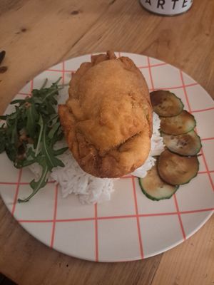 Katsu style pan fried bun at Ushi's Coffee Corner in Glasgow