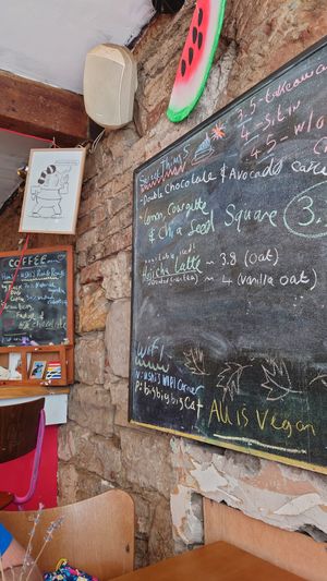 Chalk board with options at Ushi's Coffee Corner in Glasgow