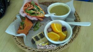 Wrap; curried lentil; fruit at Earth Friends Cafe - Market St in Louisville