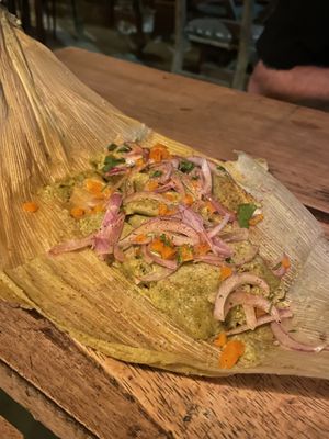 Green humitas  at Atelier in Mancora